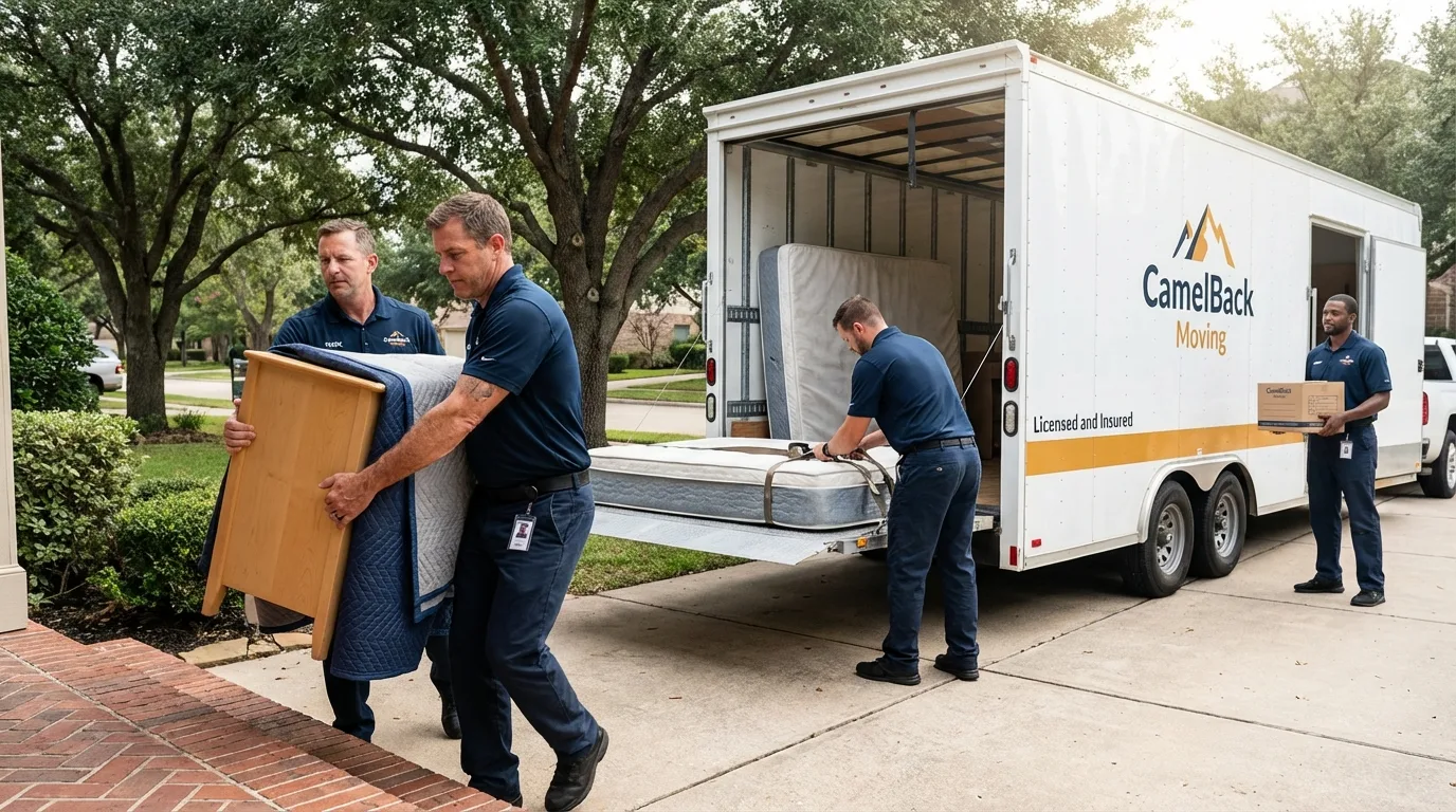 Crew loading residential truck for cross-state move from Acworth, GA