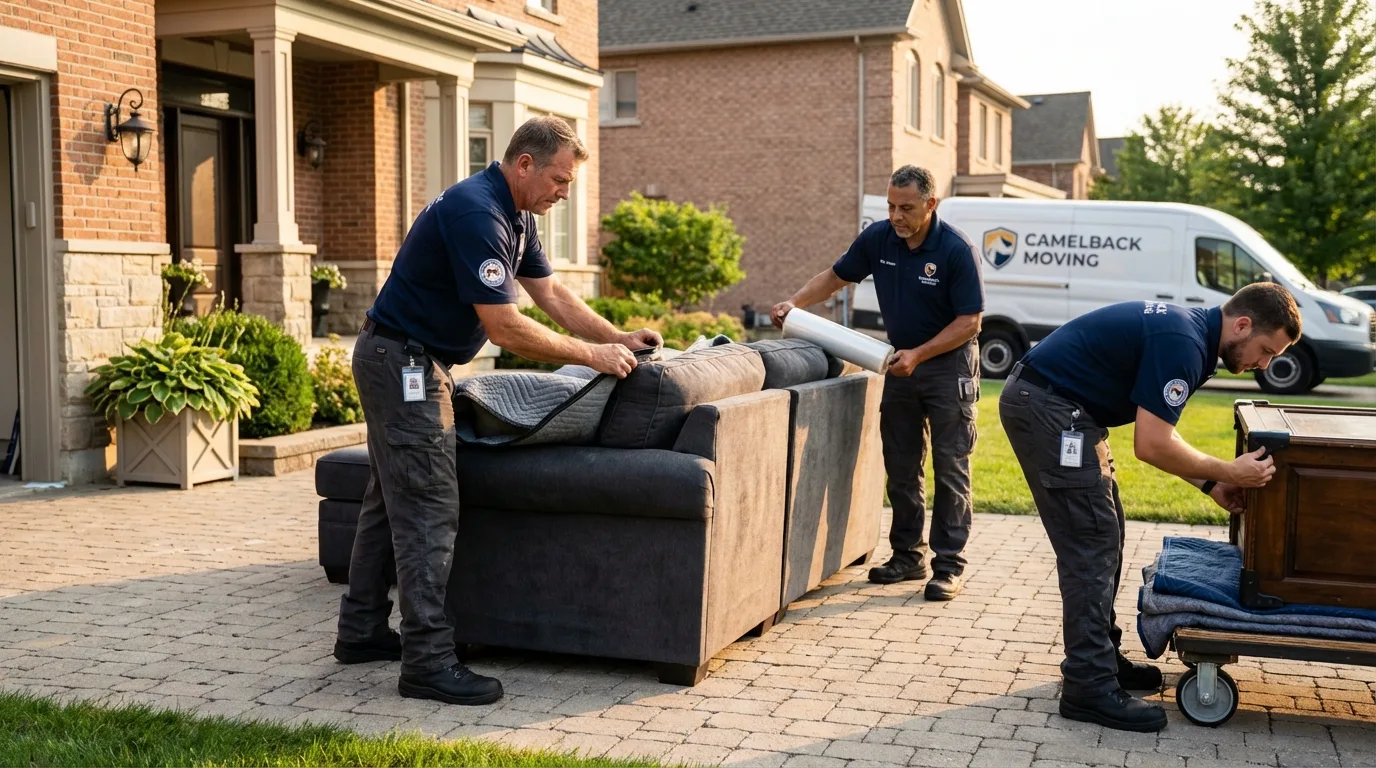Large estate moving crew wrapping furniture in Acworth, GA